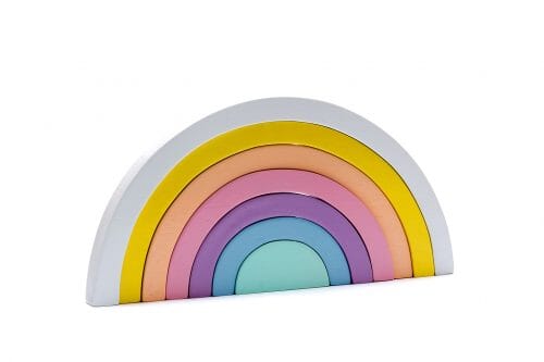 Wooden Rainbow Stacker Baby Activity Toys Best Years Soft Pastel